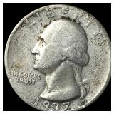 1937 Silver Washington Quarter CLOSELY  UNCIRCULA