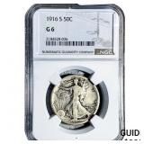 1916-S Walking Liberty Half Dollar NGC G6