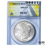 1881-S Morgan Silver Dollar ANACS MS65