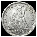 1853 Arrows Seated Liberty Quarter NEARLY UNCIRCUL