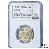 1920M Mexico Silver 50 Centavos NGC AU58