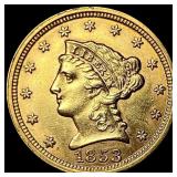 1853-O Gold $2.50 Quarter Eagle HIGH GRADE