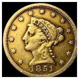1851-O Gold $2.50 Liberty Head Quarter Eagle HIGH