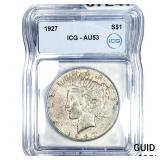 1927 Silver Peace Dollar ICG AU53