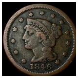 1846 Braided Hair Large Cent NICELY CIRCULATED