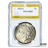 1922-S Silver Peace Dollar PGA MS64