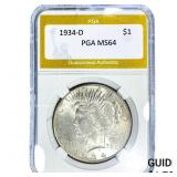 1934-D Silver Peace Dollar PGA MS64