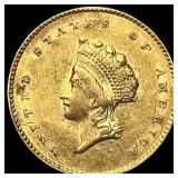 1855 Gold $1 Indian Princess Head CLOSELY UNCIRCUL