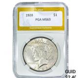 1928 Silver Peace Dollar PGA MS63