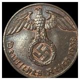 1938B Germany Third Reich Bronze 10 Pfennig