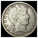 1907-O Silver Barber Half Dollar LIGHTLY CIRCULATE