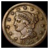 1849 Braided Hair Large Cent NEARLY UNCIRCULATED
