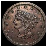 1851 Braided Hair Half Cent CLOSELY UNCIRCULATED