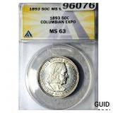 1893 Columbian Expo Half Dollar ANACS MS63