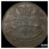 1794 U.K Essex Copper 1/4 Penny Token - Shire Hall