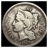 1867 Nickel Three-Cent Piece NEARLY UNCIRCULATED
