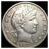 1907-O Silver Barber Half Dollar CLOSELY UNCIRCULA