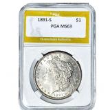 1891-S Morgan Silver Dollar PGA MS63