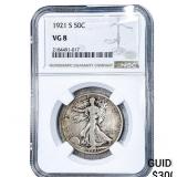 1921-S Walking Liberty Half Dollar NGC VG8