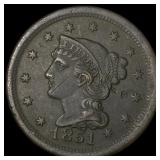 1851 Braided Hair Large Cent CLOSELY UNCIRCULATED