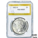 1922-D Silver Peace Dollar PGA MS63