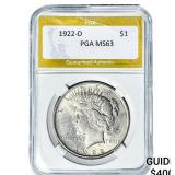 1922-D Silver Peace Dollar PGA MS63