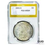 1921-S Morgan Silver Dollar PGA MS64