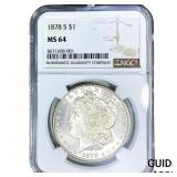 1878-S Morgan Silver Dollar NGC MS64