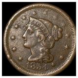 1854 Braided Hair Large Cent NEARLY UNCIRCULATED