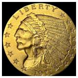 1911 Indian Head Gold $2.50 Quarter Eagle UNCIRCUL