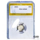 1853 Silver Three Cent PGA MS64