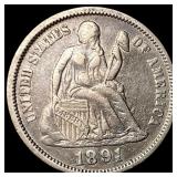 1891-O Silver Seated Liberty Dime NEARLY UNCIRCULA