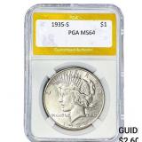 1935-S Silver Peace Dollar PGA MS64