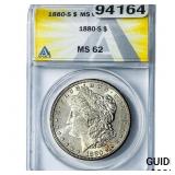 1880-S Morgan Silver Dollar ANACS MS62