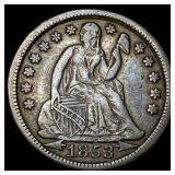 1853 Arrows Seated Liberty Dime NEARLY UNCIRCULATE