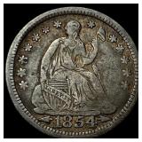 1854 Arrows Seated Liberty Half Dime LIGHTLY CIRCU