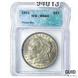 1921 Morgan Silver Dollar ICG MS64 Pited Rev.