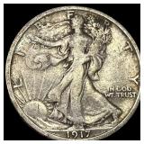 1917-D Silver Walking Liberty Half Dollar LIGHTLY