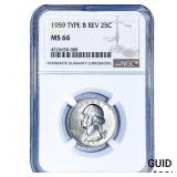 1959 Washington Silver Quarter NGC MS66 Type B Rev