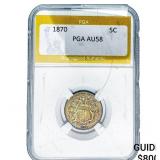 1870 Shield Nickel PGA AU58