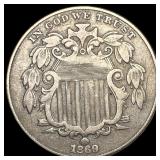 1869 Shield Nickel NEARLY UNCIRCULATED