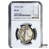 1916-D Walking Liberty Half Dollar NGC VF25