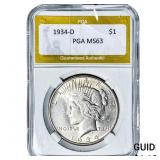 1934-D Silver Peace Dollar PGA MS63
