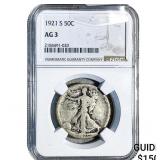 1921-S Walking Liberty Half Dollar NGC AG3