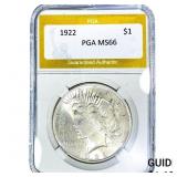 1922 Silver Peace Dollar PGA MS66