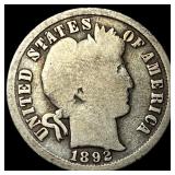 1892-S Silver Barber Dime NICELY CIRCULATED