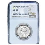 1959 Washington Silver Quarter NGC MS65 Type B Rev