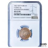 1863 New York NY Washington Market Token NGC MS65