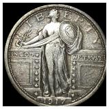 1917 Type 1 Standing Liberty Quarter NEARLY UNCIRC