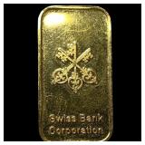 Swiss Bank Corporation 1/3 oz Gold Bar .9999 HIGH